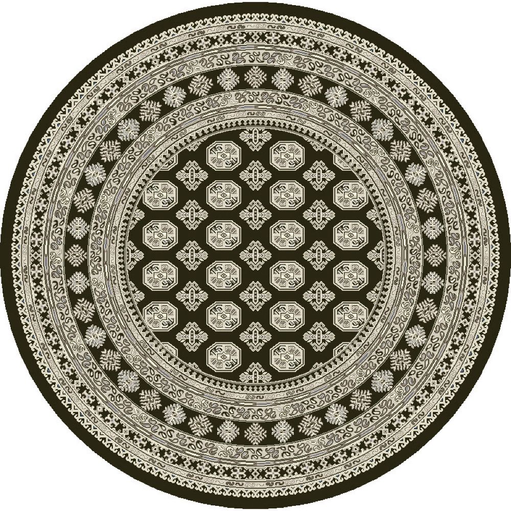 Dynamic Rugs 57102-3636 Ancient Garden 5.3 Ft. X 5.3 Ft. Round Rug in Charcoal/Silver